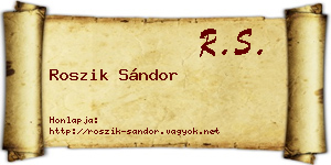 Roszik Sándor névjegykártya