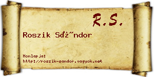 Roszik Sándor névjegykártya